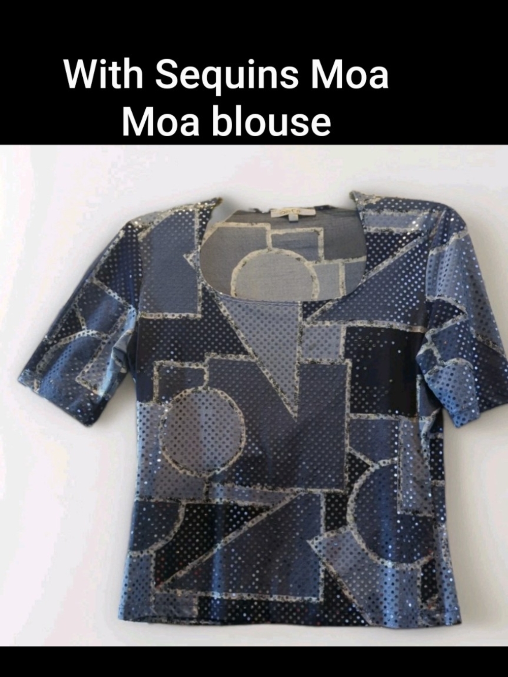 Women’s Geometric Sequin Top - Navy Blue Large EUC